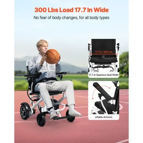 VEVOR Elektrorollstuhl für Erwachsene, 136 kg Tragkraft, faltbarer & leichter motorisierter Rollstuhl, 21 km Reichweite, medizinischer Roller, tragbar für Senioren & Behinderte, 930x590x940 mm – Bild 5