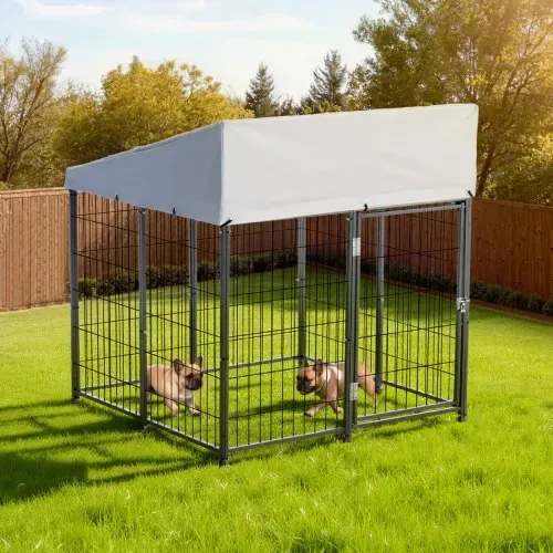 VEVOR Hundezwinger, 1,12x1,15x1,25 m, Hundehütte mit Sicherheitsschloss, Outdoor Hundehaus mit UV-Beständiger & Wasserdichter Dachabdeckung, Robuste Hundegehege/Auslauf für Große Hunde – Bild 7