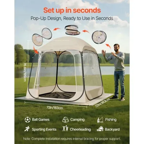 VEVOR Transparentes Zelt, 183x183x195 cm, Pop-up-Zelt für 5–6 Personen, Sportzelt mit Bodenmatte & oberer Abdeckung, Outdoor-Bubble-Zelt, Campingunterstand für Veranstaltungen, Angeln, Jubeln VEVOR Transparentes Zelt, 183x183x195 cm, Pop-up-Zelt für 5–6 Personen, Sportzelt mit Bodenmatte & oberer Abdeckung, Outdoor-Bubble-Zelt, Campingunterstand für Veranstaltungen, Angeln, Jubeln