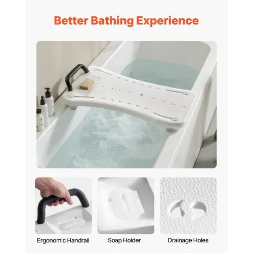 VEVOR Badewannenbrett bis zu 150 kg Tragkraft, Duschstuhl für Badewannen mit einer Breite (41-62 cm), Badewannensitz zum Sitzen, mit Rutschfesten Füßen für Senioren und Menschen mit Behinderung – Bild 4