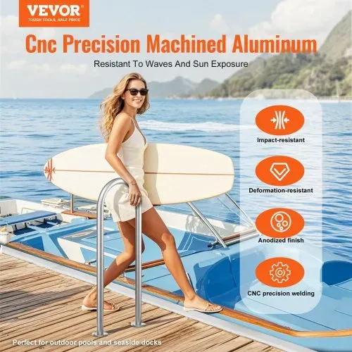 VEVOR Pool-Handlauf, 400 x 90 x 915 mm, Pooleinstieg Aluminium mit Grundplatte für Innen-/Außenpools, benutzerfreundliche Einstieghilfe für Schwimmbäder, Haltegriff mit Zubehör für Spas und Docks VEVOR Pool-Handlauf, 400 x 90 x 915 mm, Pooleinstieg Aluminium mit Grundplatte für Innen-/Außenpools, benutzerfreundliche Einstieghilfe für Schwimmbäder, Haltegriff mit Zubehör für Spas und Docks