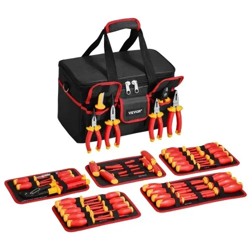 VEVOR isoliertes Schraubendreher Set, 50 tlg. professionelles elektrisches 1000 V Elektrikerwerkzeug mit magnetischen Spitzen, T-Griff-Sechskantschlüssel, Schraubendreher, einpoliger Spannungsprüfer – Bild 10