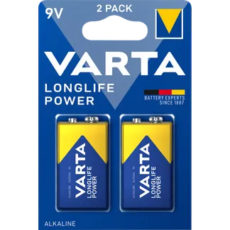9V-Block Batterie VARTA “Longlife Power“ Alkaline, 6LR61, 2er Blister 9V-Block Batterie VARTA “Longlife Power“ Alkaline, 6LR61, 2er Blister