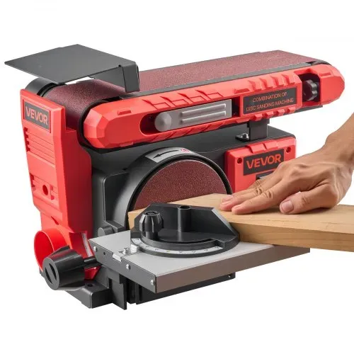 VEVOR Band-Tellerschleifer 400 W, 152,4 mm Tellerschleifer & 101,6x914,4 mm Bandschleifer, mit 0-45° verstellbarem Arbeitstisch & Staubabsauganschluss für Holzbearbeitung, Messerschärfen – Bild 10