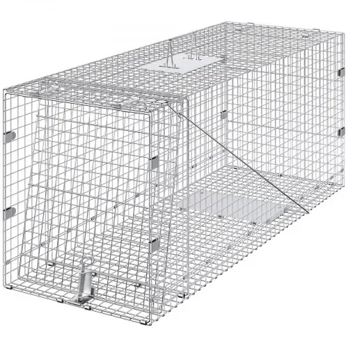 VEVOR Marderfalle, 1067 x 406 x 457 mm Lebendfalle aus verzinktem Eisen, faltbare Tierfalle mit Griff Drahtfalle für streunende Hunde, Gürteltiere, Waschbären, Murmeltiere, Füchse – Bild 9