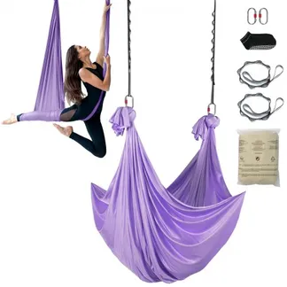 VEVOR Aerial Yoga Hängematte Set 4 x 2,8 m, Lila Aerial Yoga Swing Air Fliegen, Yoga-Schaukel Hammock Swing 1000 kg Max. Tragfähigkeit, inkl. Yoga-Socken & Stahlkarabiner, Anti-Gravity-Übungen VEVOR Aerial Yoga Hängematte Set 4 x 2,8 m, Lila Aerial Yoga Swing Air Fliegen, Yoga-Schaukel Hammock Swing 1000 kg Max. Tragfähigkeit, inkl. Yoga-Socken & Stahlkarabiner, Anti-Gravity-Übungen