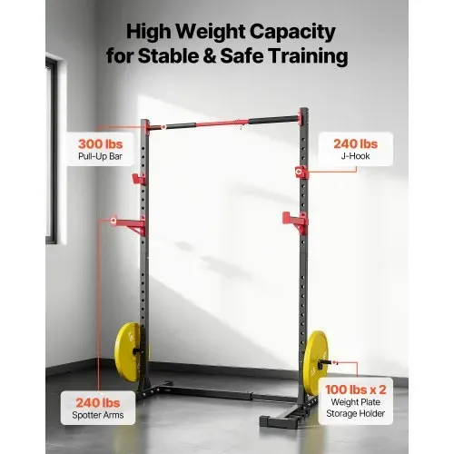 VEVOR Power Rack 445 kg Belastbar, multifunktionales Squat Rack für Heimfitnessstudio, Krafttrainingsgerät mit 6 Bandstiften & Landmine-Aufsatz & Sicherheitsstangen für Bankdrücken Kniebeugen – Bild 3