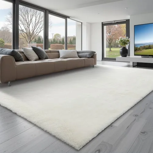 VEVOR Hochflor Teppich 3048×2438 mm, flauschiger Wohnzimmerteppich mit dreilagigem Material, 35 mm Florhöhe, für Wohnzimmer, Schlafzimmer, Loungebereich, fusselfrei und weicher, weiß VEVOR Hochflor Teppich 3048×2438 mm, flauschiger Wohnzimmerteppich mit dreilagigem Material, 35 mm Florhöhe, für Wohnzimmer, Schlafzimmer, Loungebereich, fusselfrei und weicher, weiß