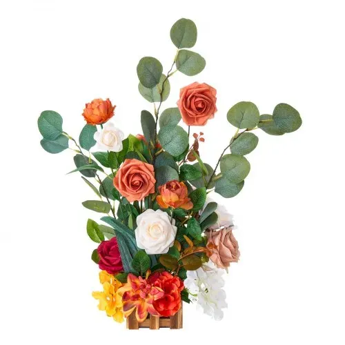 VEVOR Künstliche Blumenarrangements, 4 Stück, 450x250x250 mm Kunstblumendekorationen, orangefarbene Blumenmittelstücke für Hochzeiten, Zeremonien, Partys, Tisch-und Wohndekoration – Bild 10