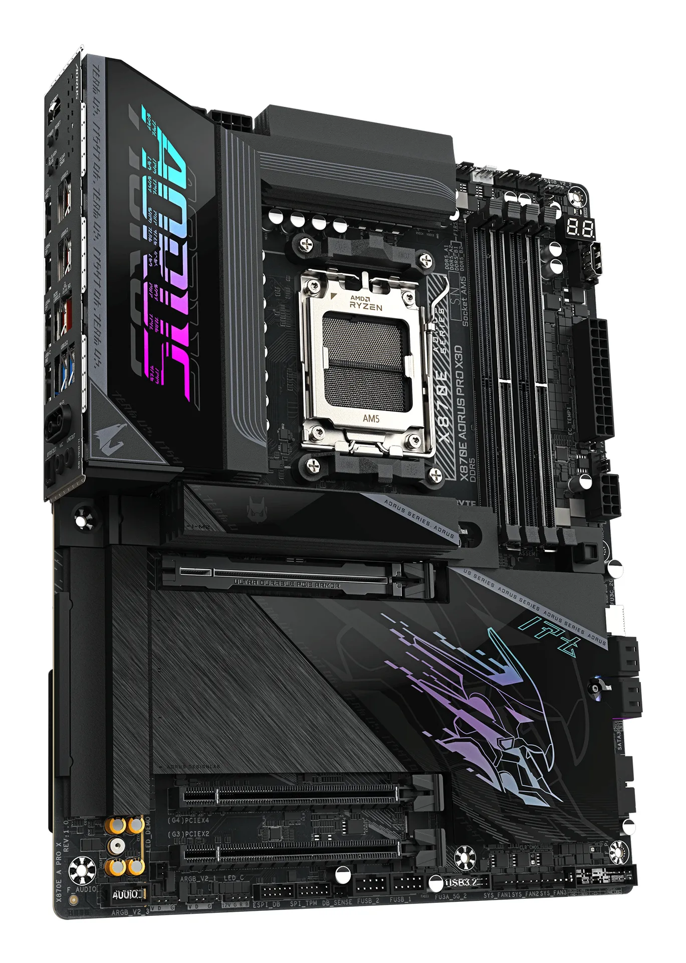 GIGABYTE X870E AORUS PRO X3D Mainboard - Unterstützt AMD Ryzen 9000 CPUs, digitales 18+2+2-Phasen-VRM, bis zu 9000MHz DDR5 (O.C.), 2xPCIe 5.0 + 2xPCIe 4.0, Wi-Fi 7, 5GbE LAN, USB 4 – Bild 3