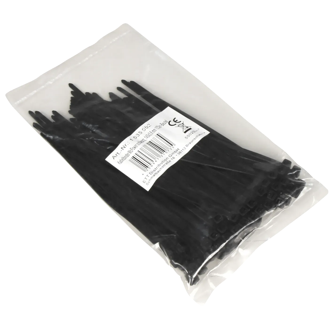 Kabelbinder McPower, schwarz, 140x3,6mm, 100er-Pack, UV beständig – Bild 2