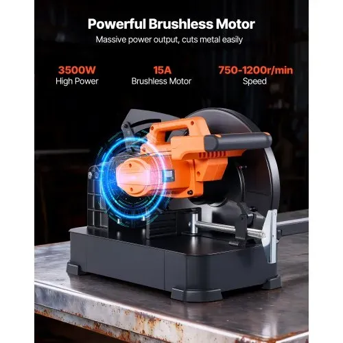 VEVOR Kappsäge Gehrungssäge mit 355 mm Edelstahl-Kaltschnittsägeblatt & 3500 W bürstenlosem Motor & 750–1200 U/min, Metallkappsäge für quadratische & flache Metallrohre, I-förmige Stähle VEVOR Kappsäge Gehrungssäge mit 355 mm Edelstahl-Kaltschnittsägeblatt & 3500 W bürstenlosem Motor & 750–1200 U/min, Metallkappsäge für quadratische & flache Metallrohre, I-förmige Stähle