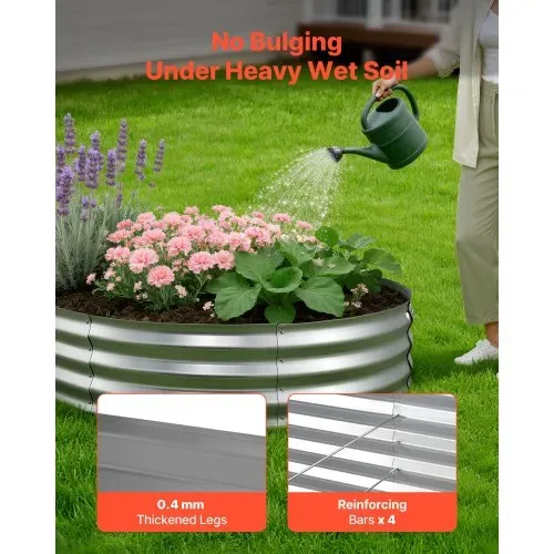 VEVOR Hochbeet Metall 240x120x30 cm, Ovales Gartenbeet, Pflanzkasten-Set für den Außenbereich, Gemüsebeet mit Handschuhen, Blumenbeet Bodenlos, Pflanzbeet für Blumen, Kräuter & Gemüse, Silber – Bild 2