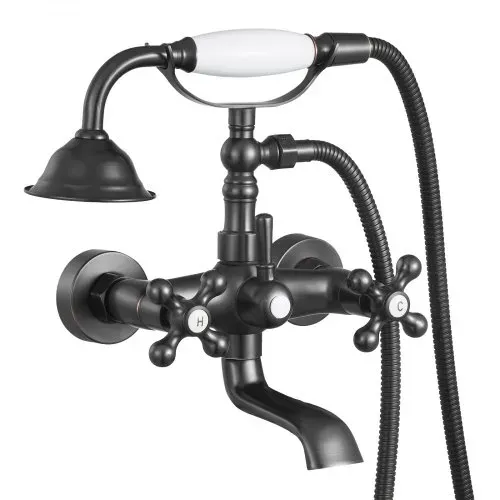 VEVOR Badewannenarmatur Klauenfuß zur Wandmontage mit Handbrause, Vintage Badewannenarmatur mit verstellbaren Schwenkarmen & 360°-Drehauslauf, Wasserhahn Duschset Wannenfüll-Set Ölgeriebene Bronze – Bild 10
