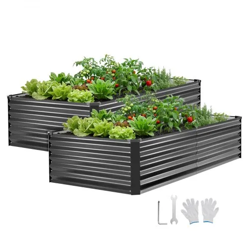 VEVOR Hochbeet Metall 2er-Pack 203x102x46 cm, Rechteckiges Gartenbeet, Pflanzkasten-Set für den Außenbereich, Gemüsebeet mit Handschuhen, Blumenbeet, Pflanzbeet, Pflanzkurbel für Blumen & Gemüse VEVOR Hochbeet Metall 2er-Pack 203x102x46 cm, Rechteckiges Gartenbeet, Pflanzkasten-Set für den Außenbereich, Gemüsebeet mit Handschuhen, Blumenbeet, Pflanzbeet, Pflanzkurbel für Blumen & Gemüse