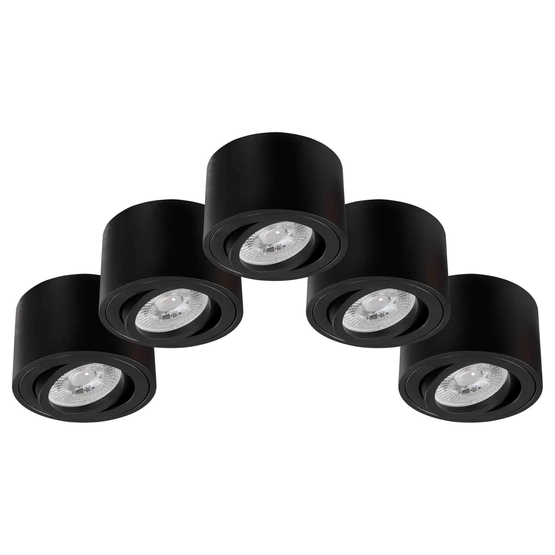 LED-Aufbauleuchte McShine, 5W, 400Lumen, 3000K, ØxH 80x50mm, schwarz, 5er-Pack LED-Aufbauleuchte McShine, 5W, 400Lumen, 3000K, ØxH 80x50mm, schwarz, 5er-Pack