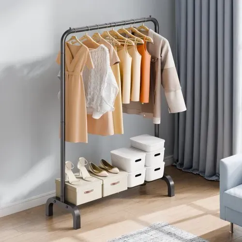 VEVOR Kleiderständer Garderobenständer 1 Kleiderstange, Strapazierfähiger Kleiderständer Schwarz 400 x 1010 x 1510 mm Kleiderständer für Schlafzimmer, Wäscheraum, Ankleidezimmer, Eingang usw. – Bild 7