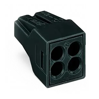 Verbindungsdosenklemme WAGO, ein- und mehrdrähtige Leiter,4 Klemmstellen,schwarz Verbindungsdosenklemme WAGO, ein- und mehrdrähtige Leiter,4 Klemmstellen,schwarz
