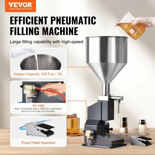 VEVOR 5–50ml Abfüllmaschine Manuell Flüssigkeitsabfüllmaschine aus lebensmittelechtem Edelstahl 304 Silikon PTFE kompatibel mit 500-W-Luftkompressor Filling Machine Zum Abfüllen von Honig Öl Essenz VEVOR 5–50ml Abfüllmaschine Manuell Flüssigkeitsabfüllmaschine aus lebensmittelechtem Edelstahl 304 Silikon PTFE kompatibel mit 500-W-Luftkompressor Filling Machine Zum Abfüllen von Honig Öl Essenz