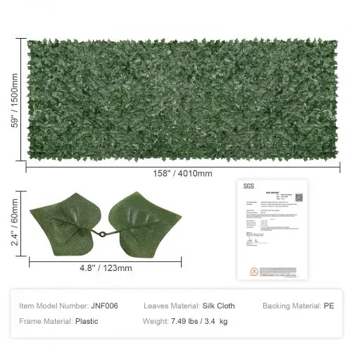 VEVOR Sichtschutzzaun aus Efeu, 1500 x 4010 mm, Sichtschutz, Efeuzaun mit Netzgeweberückseite und verstärkter Verbindung, künstliche Hecken mit Weinblättern als Dekoration für Garten, Hof, Balkon – Bild 6