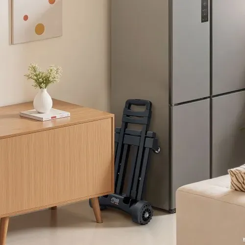 VEVOR Sackkarre klappbar, 131,5kg Tragkraft, Transportkarre mit 4 Rädern, 2 elastischen Seilen & erweiterbarer Basis, Transportwagen für Flughafen, Reisegepäck, Büroumzüge, Schwarz, 530x320x970mm – Bild 7