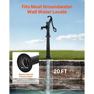VEVOR Schwengelpumpe Antik Vintage, 6 m Förderhöhe, Nostalgiepumpe aus Gusseisen, Brunnenpumpe mit erhöhtem Sockel, NPT 1-1/4 Zoll Anschluss, Gartenpumpe, für Garten, Teich, Bauernhof, Schwarz VEVOR Schwengelpumpe Antik Vintage, 6 m Förderhöhe, Nostalgiepumpe aus Gusseisen, Brunnenpumpe mit erhöhtem Sockel, NPT 1-1/4 Zoll Anschluss, Gartenpumpe, für Garten, Teich, Bauernhof, Schwarz