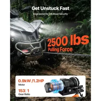VEVOR Elektrische Seilwinde 1134 kg, 12 V DC Motorwinde mit 4,8 mm x 12 m Synthetikseil & Kabelgebundener Fernbedienung, IP55, Aluminiumgehäuse, Elektrowinde zum Abschleppen von ATVs, Schwarz VEVOR Elektrische Seilwinde 1134 kg, 12 V DC Motorwinde mit 4,8 mm x 12 m Synthetikseil & Kabelgebundener Fernbedienung, IP55, Aluminiumgehäuse, Elektrowinde zum Abschleppen von ATVs, Schwarz