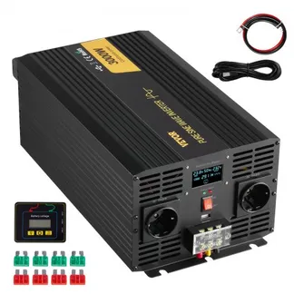 VEVOR Wechselrichter mit reiner Sinuswelle, 3000 Watt, DC 24 V auf AC 230 V, Wechselrichter fürs Auto, mit USB-Anschluss, LCD-Display, Fernbedienung und EU-Steckdosen, für Wohnmobil, LKW, Auto, Solaranlage, Reisen, Camping VEVOR Wechselrichter mit reiner Sinuswelle, 3000 Watt, DC 24 V auf AC 230 V, Wechselrichter fürs Auto, mit USB-Anschluss, LCD-Display, Fernbedienung und EU-Steckdosen, für Wohnmobil, LKW, Auto, Solaranlage, Reisen, Camping