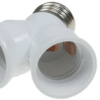 E27-Fassung „Duo“, Y-Adapter, Kunststoff auf 2x E27-Schraubfassungen E27-Fassung „Duo“, Y-Adapter, Kunststoff auf 2x E27-Schraubfassungen