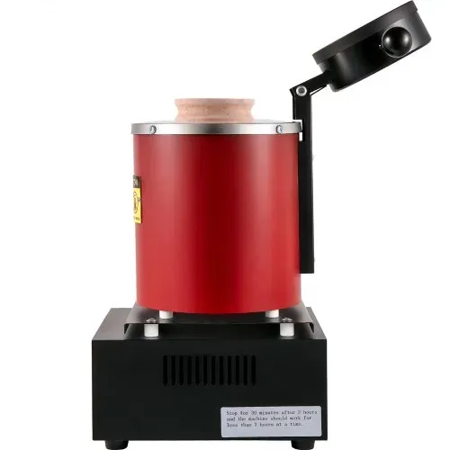 VEVOR Goldschmelzofen 1350 W 1150 ℃ Max. Temperatur, digitaler elektrischer Schmelzofen 3 kg Keramiktiegel mit Barrenmatrize & Handschuhen, zur Verarbeitung von Gold Silber Kupfer Aluminium rot – Bild 9
