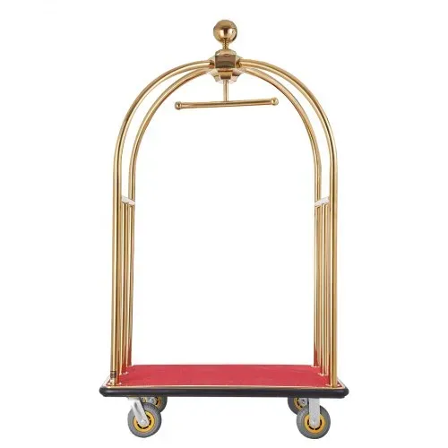 VEVOR Hotelgepäckwagen, 500 kg Tragkraft, Edelstahl-Pagenwagen mit gebogenen Pfosten, Parkservice-Wagen mit rotem Teppichboden & 15 cm Gummirädern, ideal für Hotels, Eigentumswohnungen, Resorts – Bild 9