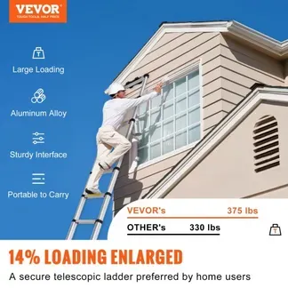 VEVOR 3,2m Teleskopleiter Rutschfester Klappleiter 48×9,5×76,5cm Stehleiter Ein-Knopf-Rückzug Mehrzweckleiter Aluminiumlegierung 170kg Belastbarkeit Ideal für Hausreparaturen Dekoration Wandanstrich VEVOR 3,2m Teleskopleiter Rutschfester Klappleiter 48×9,5×76,5cm Stehleiter Ein-Knopf-Rückzug Mehrzweckleiter Aluminiumlegierung 170kg Belastbarkeit Ideal für Hausreparaturen Dekoration Wandanstrich