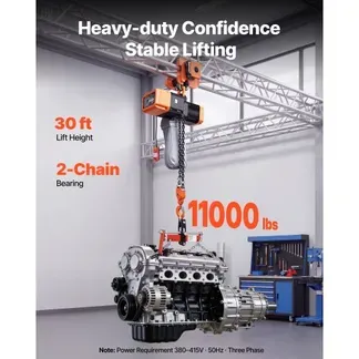 VEVOR Elektrischer Kettenzug 5000 kg, 9,1 m Hubhöhe, Dreiphasig, mit 100 m Funk- & 8,2 m Kabelfernbedienung, G100-Doppelkette, Notstopp, Elektrokettenzug für Fabriken, Lagerhallen, Garagen VEVOR Elektrischer Kettenzug 5000 kg, 9,1 m Hubhöhe, Dreiphasig, mit 100 m Funk- & 8,2 m Kabelfernbedienung, G100-Doppelkette, Notstopp, Elektrokettenzug für Fabriken, Lagerhallen, Garagen