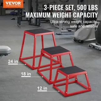 VEVOR 3-teilige Plyometrische Sprungboxen, 305/458/609 mm Plyometric Box Rot, Rutschfestes Fitness-Übungs-Step-Up-Box-Set für Heim-Fitness-Training, Konditions-Krafttraining, Jump Training Tragbar VEVOR 3-teilige Plyometrische Sprungboxen, 305/458/609 mm Plyometric Box Rot, Rutschfestes Fitness-Übungs-Step-Up-Box-Set für Heim-Fitness-Training, Konditions-Krafttraining, Jump Training Tragbar