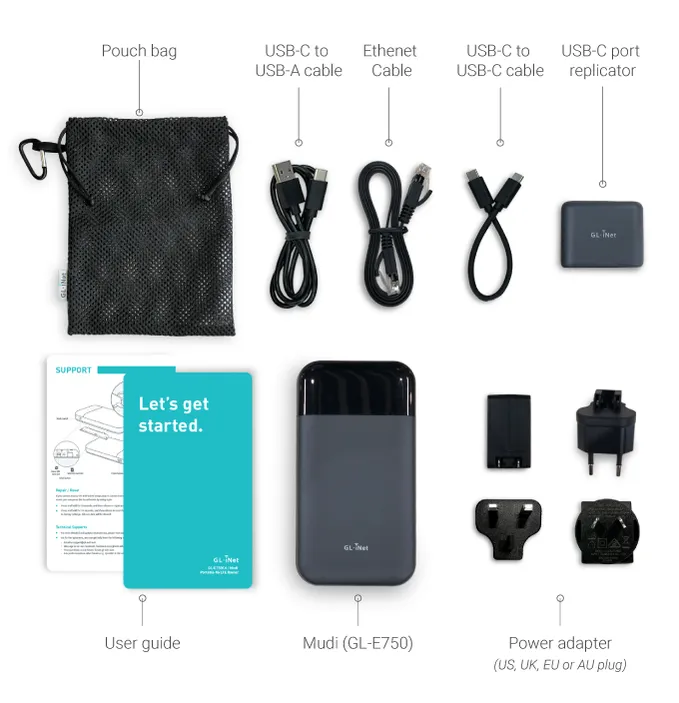 ALLNET LTE Mobile/Travel Router MiFi MUDI-CAT4 v2 GL-E750v2 „OpenWRT“ with LAN-Port ALLNET LTE Mobile/Travel Router MiFi MUDI-CAT4 v2 GL-E750v2 „OpenWRT“ with LAN-Port