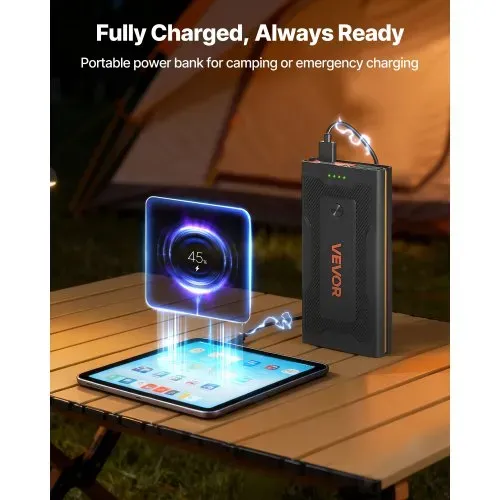 VEVOR Starthilfe Powerbank, Starthilfegerät 1000A Spitzenstrom mit LED-Taschenlampe & Kabel für Motor bis zu 5L Benzin/3L Diesel, Tragbarer Booster mit Schnellladung & Sicherheitsschutz für Notfall – Bild 4
