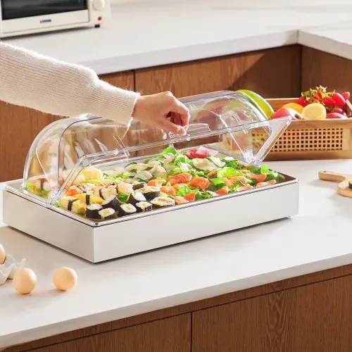 VEVOR Servierbehälter Buffet-Behälter Gastronormbehälter aus Edelstahl (1 Behälter), Präsentationsständer mit transparentem Deckel & 3 Eiswürfelschalen für Restaurant Hotel Küche – Bild 7