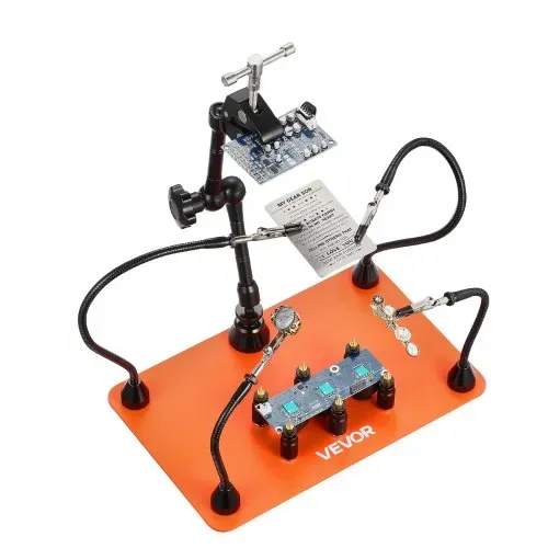 VEVOR Löthilfe dritte Hand, Magnetische Lötstation, 4 flexiblen Armen, mit 6 PCB-Säulenhaltern & 360-Grad-Heißluftpistolenhalter, Helfende Hand für elektronische Reparaturarbeiten, 279x178x3mm – Bild 9