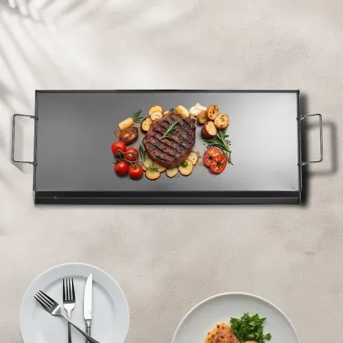 VEVOR Grillplatte Grillpfanne Karbonstahl universelle rechteckige Platte (812 x 310 mm) mit flacher Oberseite, Gasgrill-Grillplatte für BBQ-Grill Teppanyaki, tragbares Familienkochgeschirr mit Griff – Bild 7