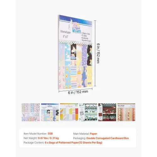 VEVOR Scrapbook-Papier, 72 Blätter, 152 mm, Gemischtes Spezialmusterpapier-Set für VEVOR Stanz- & Prägemaschinen, Dekorpapier für Dekorationen, Scrapbooking, Kartenherstellung & DIY-Bastelarbeiten – Bild 6