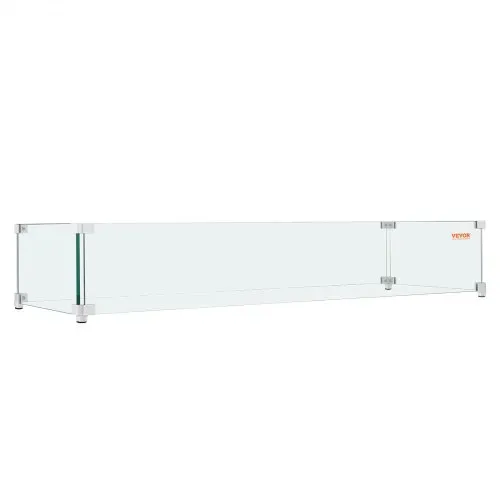 VEVOR Windschutz für Feuerstelle, 96,5 x 26,7 x 15,2 cm Glas-Windschutz, rechteckiger Glasschutz, 0,8 cm dicker Feuertisch, Flammenschutz aus klarem gehärtetem Glas, Baumgrubenschutz mit stabilen Füßen für Propan, Gas, Außenbereich – Bild 8