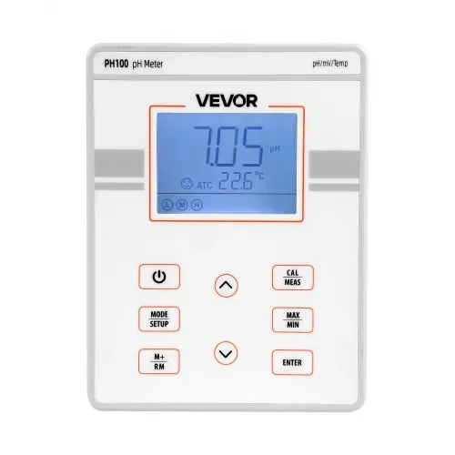 VEVOR Tisch-pH-Meter, Messbereich pH 0–14, Labortester-Set mit Hintergrundbeleuchtung, Kalibrierlösungen, Netzteil, Speicher für bis zu 50 Messwerte, für Temperatur- & Wasserqualitätsmessungen – Bild 10