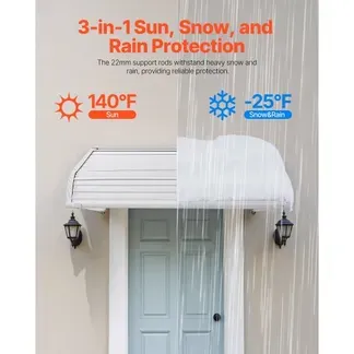 VEVOR Fenstermarkise 101,6×106,6×51 cm, Türvordach, Sonnenschutz, leichte & stabile Aluminium-Außenmarkisen, Schutz vor Regen, Schnee & Sonnenlicht für Tür, Eingang, Fenster, Terrasse, Veranda VEVOR Fenstermarkise 101,6×106,6×51 cm, Türvordach, Sonnenschutz, leichte & stabile Aluminium-Außenmarkisen, Schutz vor Regen, Schnee & Sonnenlicht für Tür, Eingang, Fenster, Terrasse, Veranda