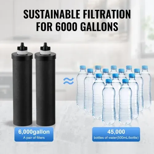 VEVOR Schwerkraft Wasserfiltersystem Edelstahl Arbeitsplattensystem 7 L + 8,5 L Wasserfiltrationssystem, reduziert Blei und bis zu 99 % Chlor, mit 2 Kohlefiltern & Zapfhahn, Camping Wohnmobil Zuhause – Bild 3
