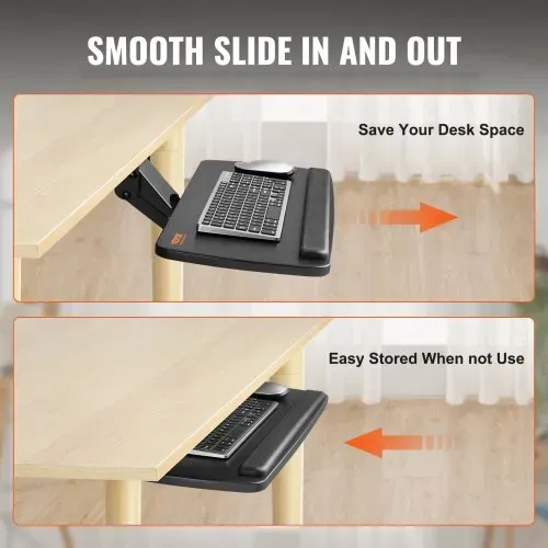 VEVOR Tastaturablage unter dem Schreibtisch Große 250 x 635 mm, Tastaturablage 0-220 mm Höhe Einstellbar, Tastaturablage Keyboard, Tastaturauszug für Büro, zu Hause usw. – Bild 3