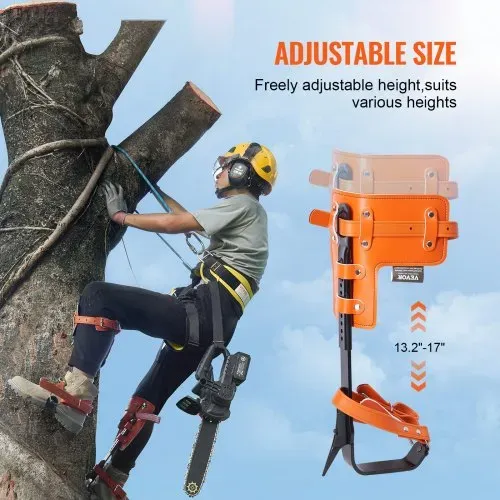 VEVOR Baumkletterspikes, 1 Paar Klettersporne aus legiertem Stahl, 350 lbs Tragkraft, Baumkletterausrüstung mit Gurten und Spike-Schutz, Baumpflegeausrüstung für Kletterer, Jagen, Obstpflücken, Orange – Bild 5