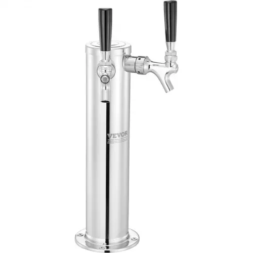 VEVOR Kegerator-Turm-Kit, Bier-Umrüstsatz mit zwei Zapfhähnen, Bier-Turmspender aus Edelstahl mit Doppelmessgerät W21.8-Regler und A-System-Fasskupplung, Bier-Tropfschale für Partys zu Hause – Bild 8