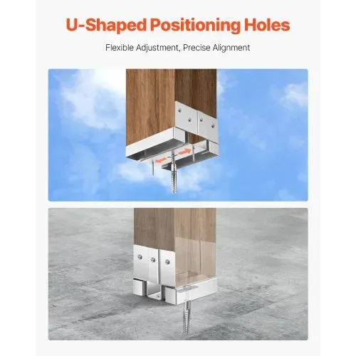 VEVOR Pfostenträger, 10 Stk., Innenmaß 89,6x90,5 mm für 88,9x88,9 mm Pfosten, Betonpfostenanker, Pfostensockel aus Kohlenstoffstahl mit 25,4 mm Abstandshöhe, für Betonpergolen & Terrassen – Bild 3