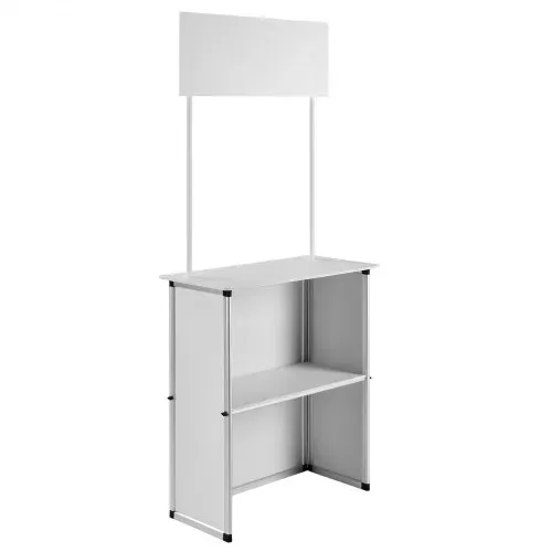 VEVOR Tragbare Messetheke Messetresen, 78,5 × 38 × 181,5 cm Messestand Ausstellungs-Thekenständer, Faltbarer Promotion-Einzelhandels-Bartisch, Rezeption Messestand mit Aufbewahrungsregal, Tragetasche – Bild 8