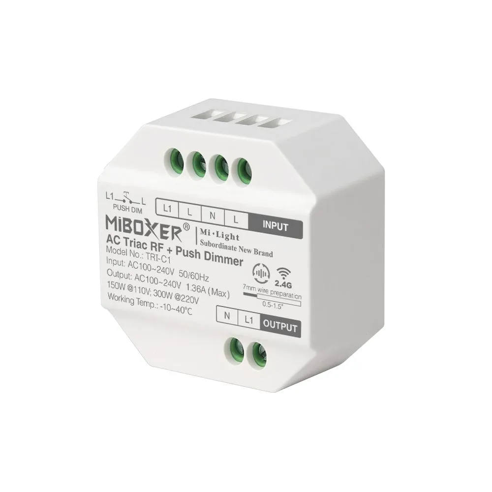 MiBoxer TRI-C1 LED Dimmer Controller AC TRIAC RF+Push MiBoxer TRI-C1 LED Dimmer Controller AC TRIAC RF+Push